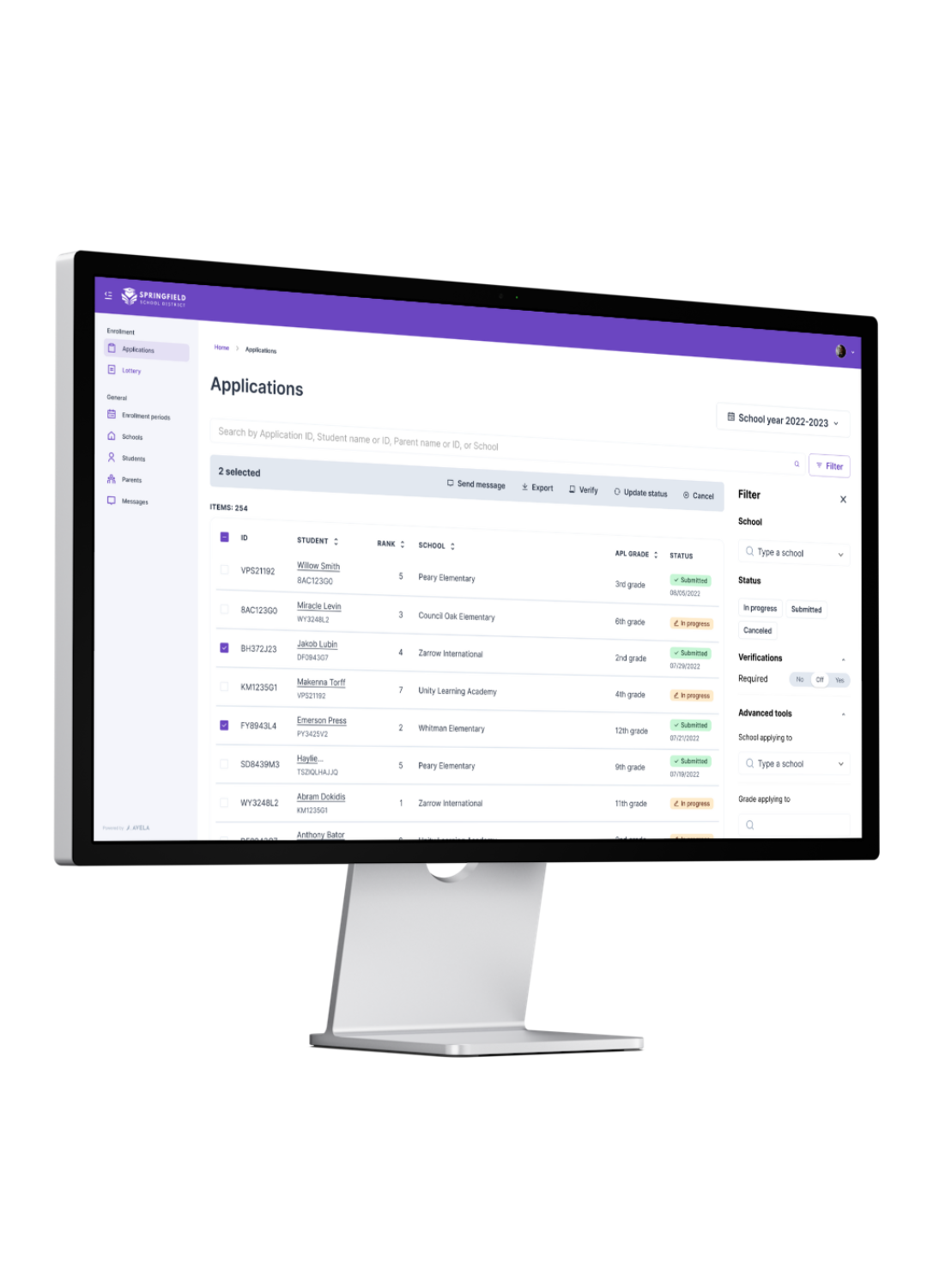 screenshot of Avela Suite